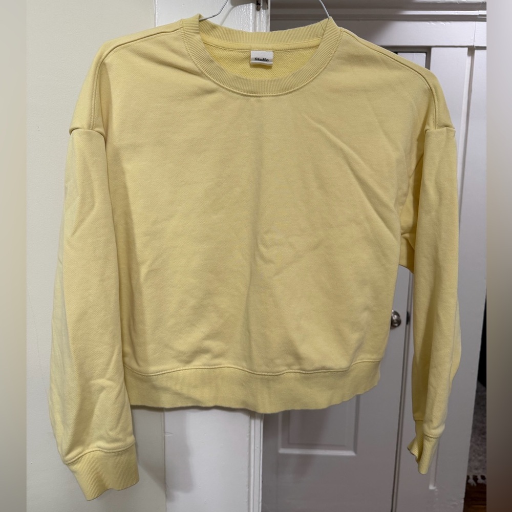 Butter Yellow Cropped Sweatshirt - M